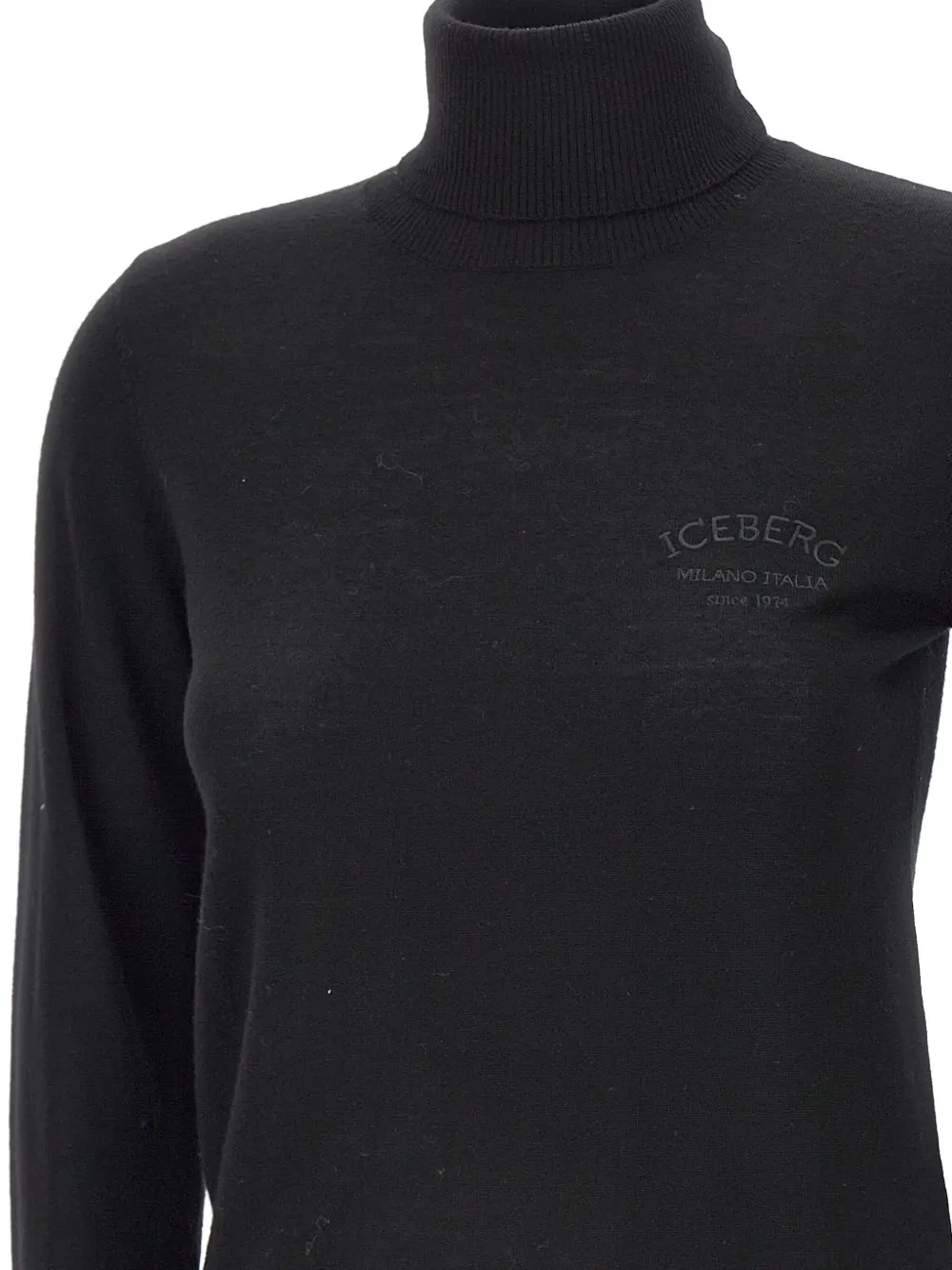 Iceberg logo-embroidered turtleneck sweater Zwart