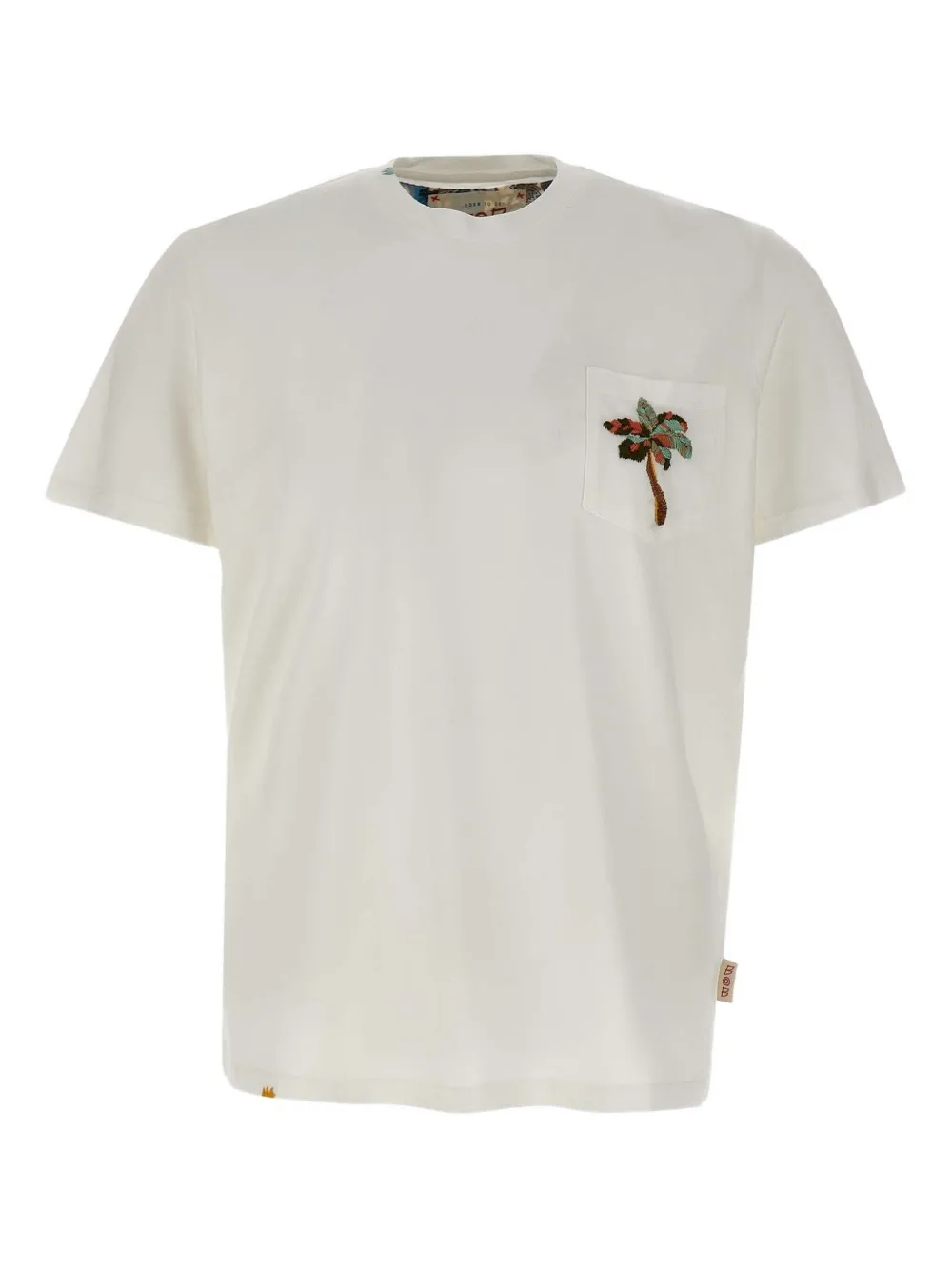 palm-tree embroidered pocket T-shirt