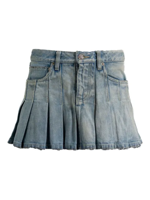 Balenciaga pleated denim mini skirt