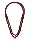 Niu beaded gold-detail necklace - Brown