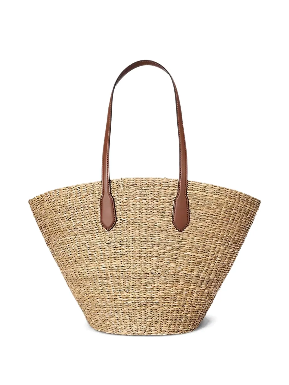Ralph Lauren Leather-trimmed Straw Tote Bag In Neutral
