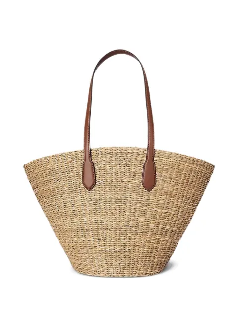 Lauren Ralph Lauren leather-trimmed straw tote bag