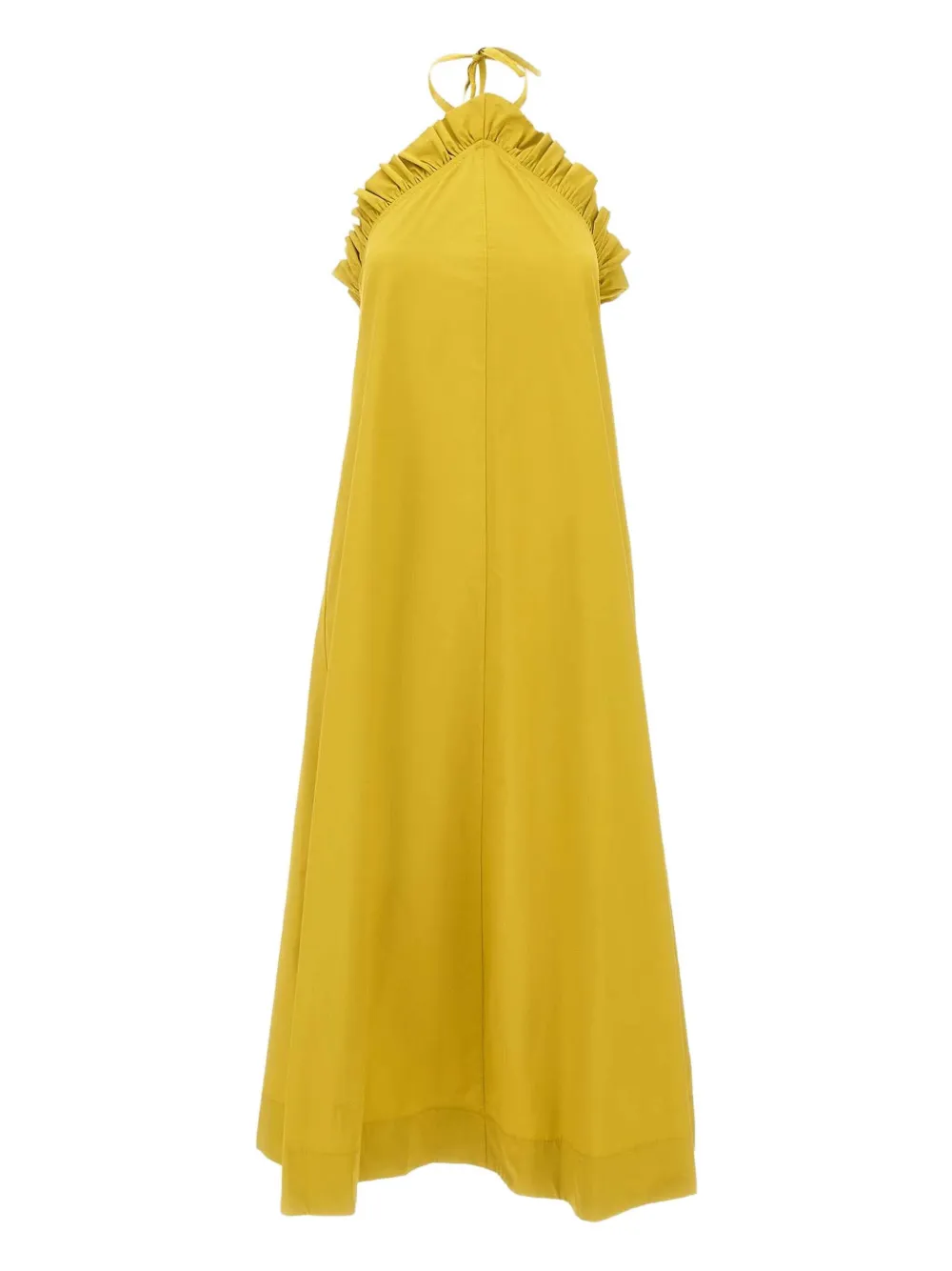 halter-neck ruffled day dress