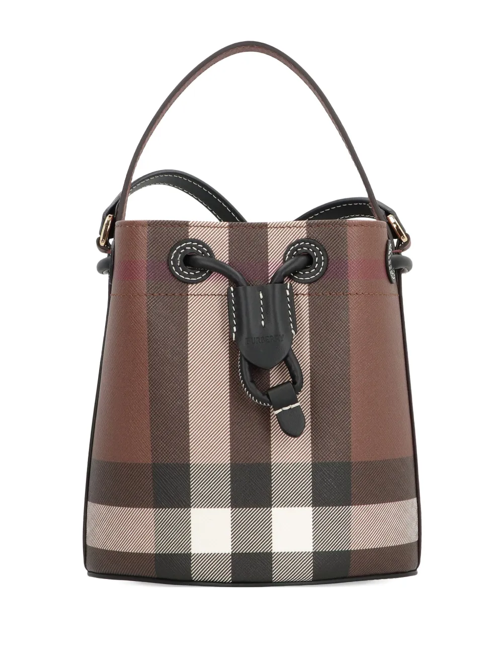 Burberry mini checked drawstring bucket bag Bruin