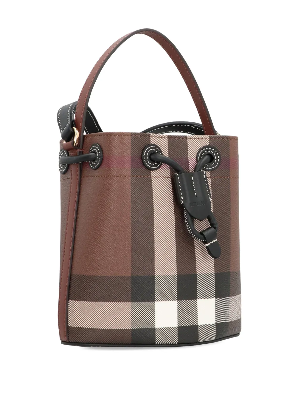 Burberry mini checked drawstring bucket bag Bruin