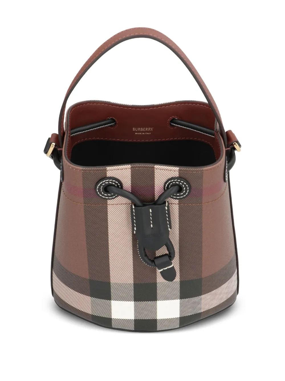 Burberry mini checked drawstring bucket bag Bruin