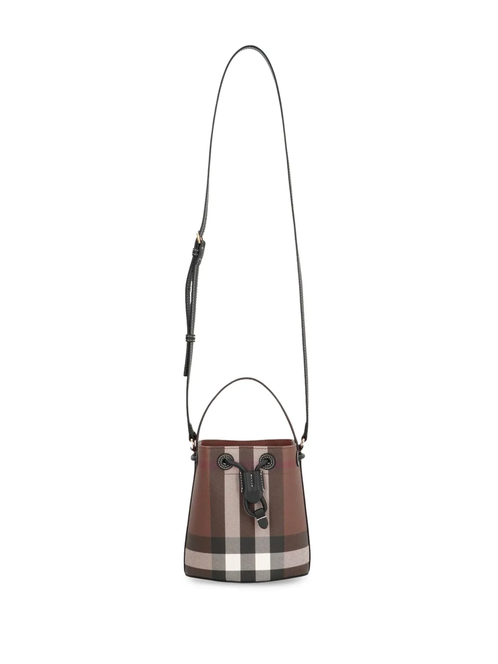 Burberry mini checked drawstring bucket bag Bruin
