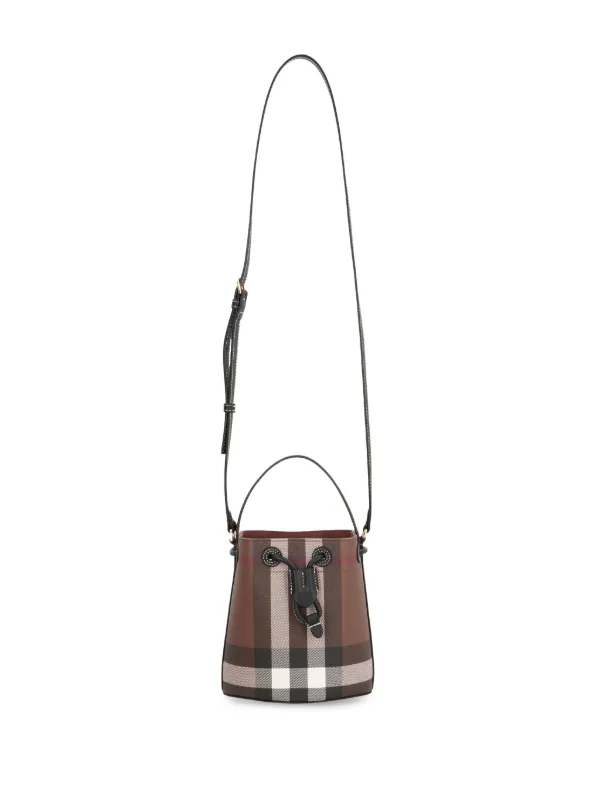 【BURBERRY】 Mini Drawstring Check Bucket Bag Burberry Mini Checked Drawstring Bucket Bag | Brown