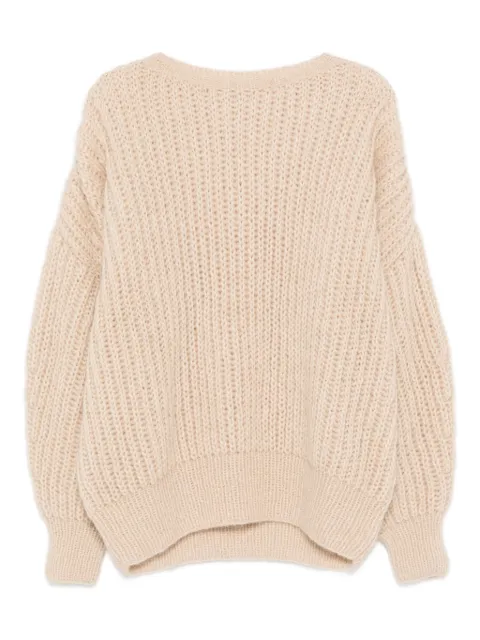 Maiami balloon-sleeve ribbed knit sweater 