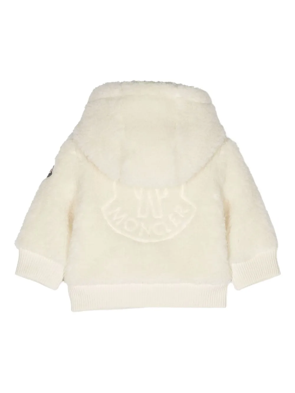 Moncler Enfant Fleece gewatteerd jack met logo-reliëf Wit
