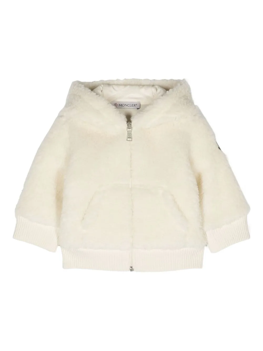 Moncler Enfant Fleece gewatteerd jack met logo-reliëf Wit