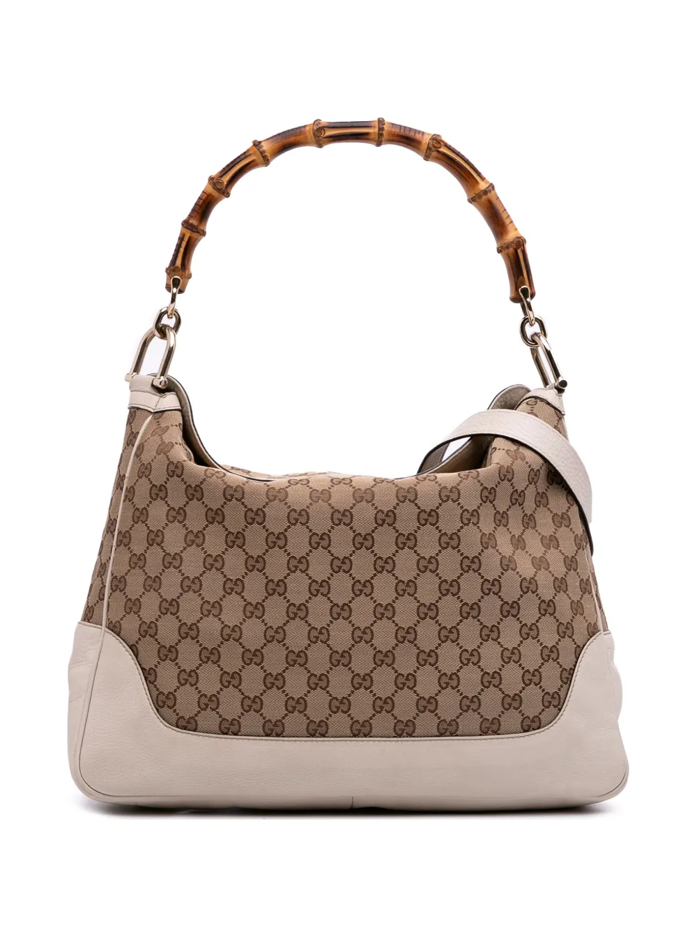 Pre-owned Gucci 2016-2025 Gg Canvas Bamboo Diana Satchel In Brown