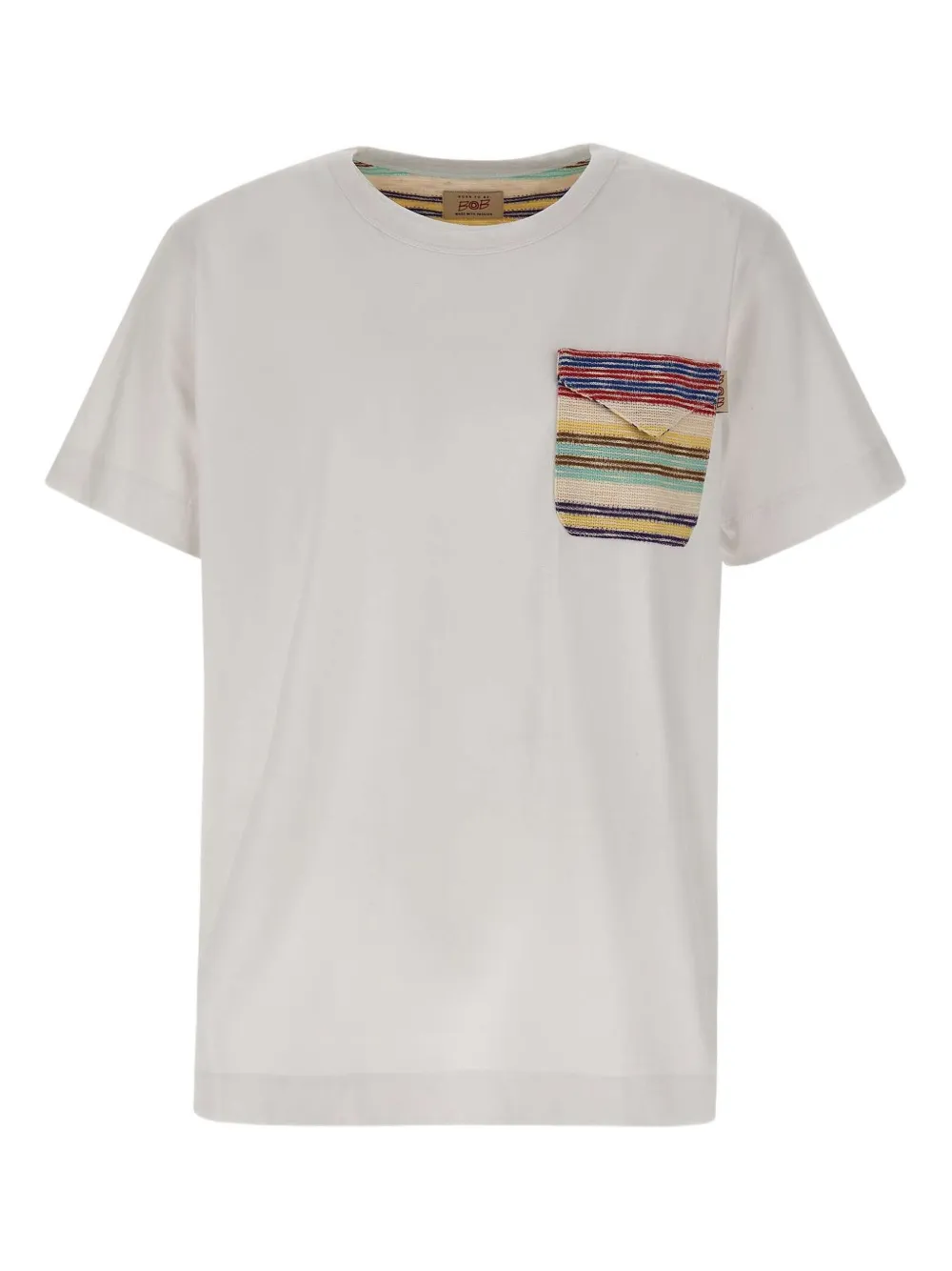 striped-pocket crew-neck T-shirt