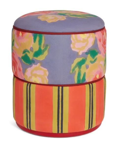 Lisa Corti Ottoman Nizam floral-striped footstool