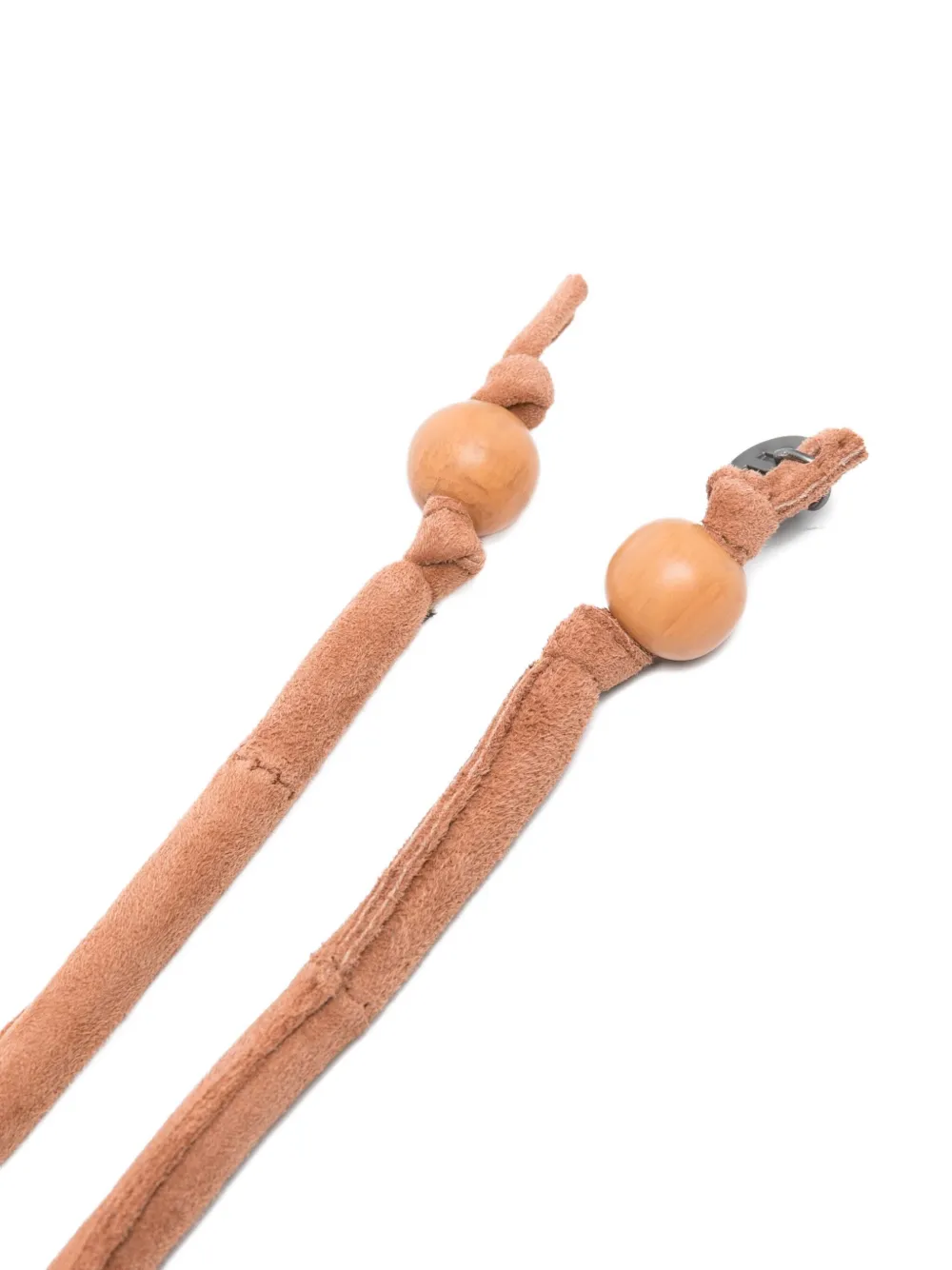 Niu Suède riem met houten kralen - Beige