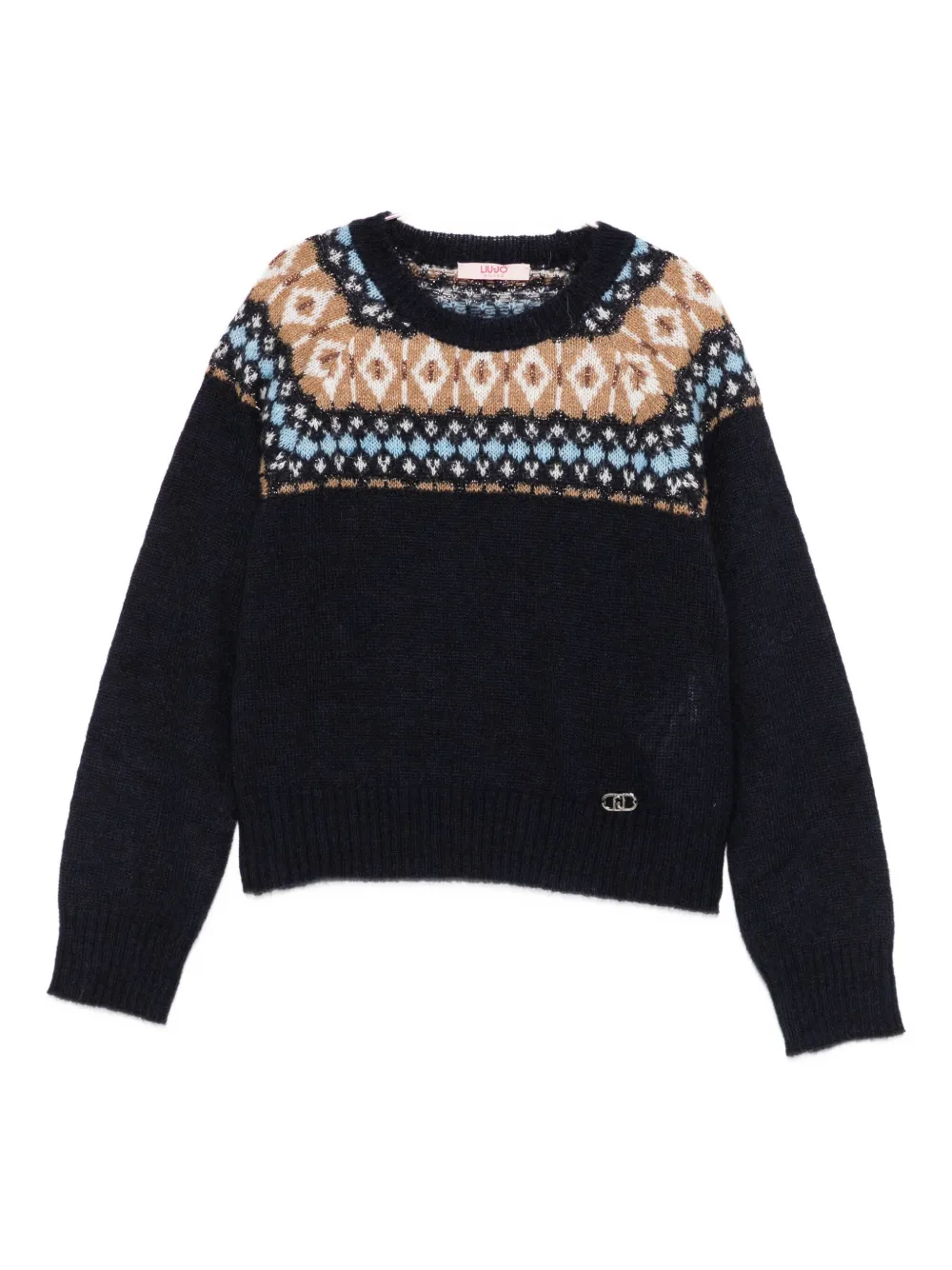 Liu •jo Kids' Crew-neck Sweater In Blue