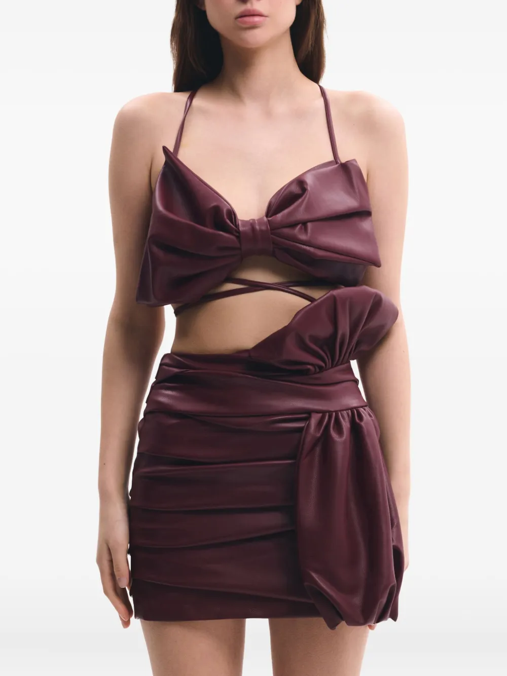 Lika bow-detail lace-up top | Red | Image 1