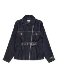 GANNI belted zip denim jacket - Blue