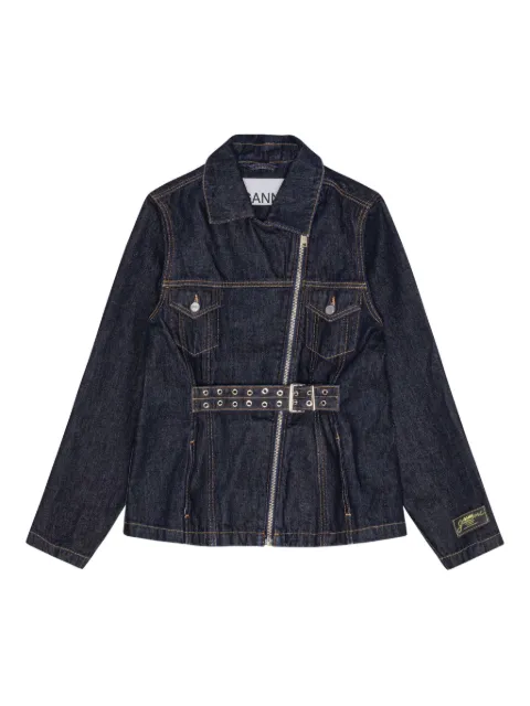 GANNI belted zip denim jacket