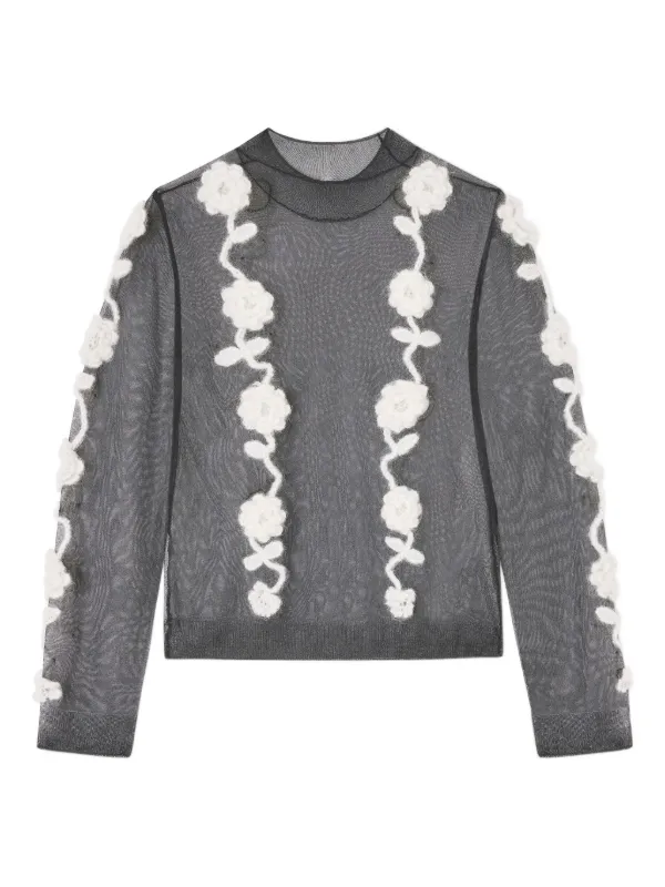 GANNI クロシェフローラル メッシュトップ | ブラック | FARFETCH JP