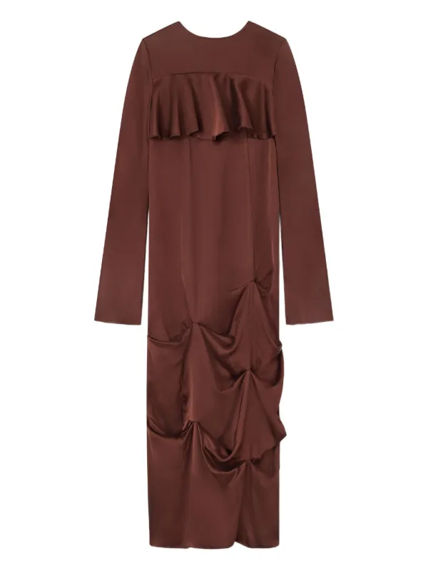 GANNI Ruffled Maxi Dress | Brown | FARFETCH