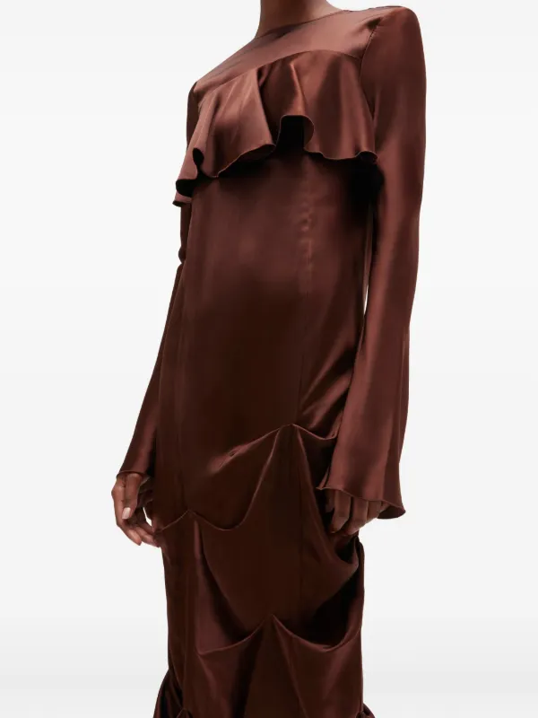 chinese dress ladies Dark Brown Striped Ruffle Tiered Maxi Dress - Final Sale Small | Women's Online Boutique | Boho Chic Style