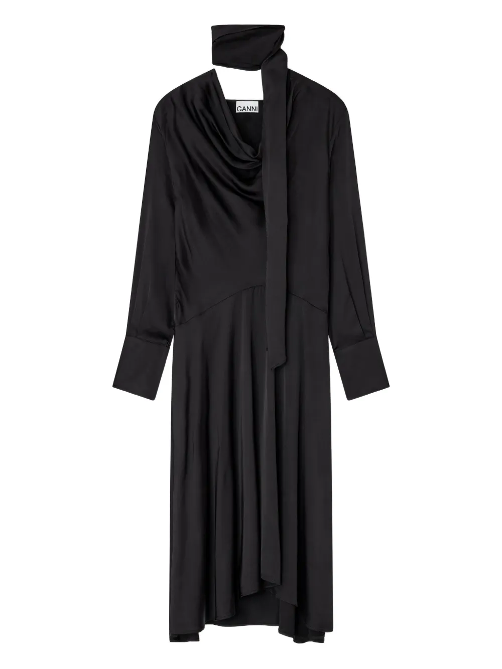 GANNI cowl-neck scarf midi dress | Black | Image 1