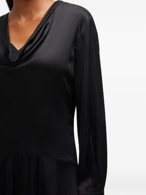 sheer ruched midi dress Black Mesh Ruched Midi Dress