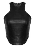 Lika crocodile-effect zip-fastening top - Black