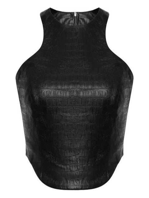 Lika crocodile-effect zip-fastening top