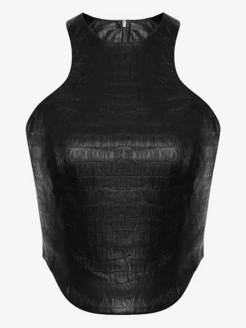 Lika crocodile-effect zip-fastening top