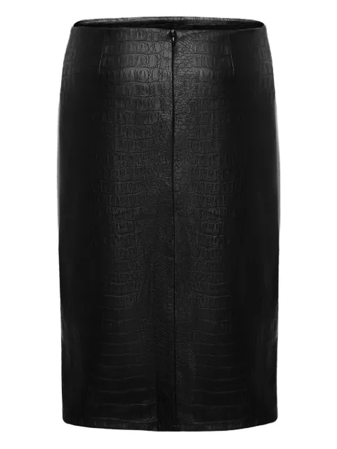 Lika crocodile-effect midi skirt