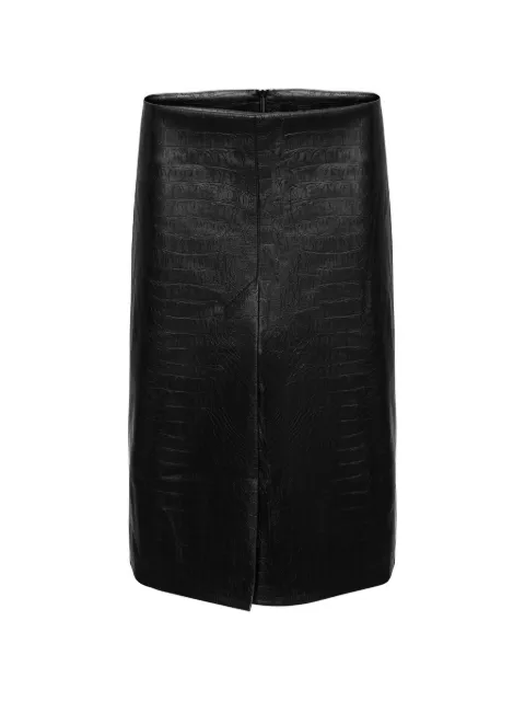 Lika crocodile-effect midi skirt