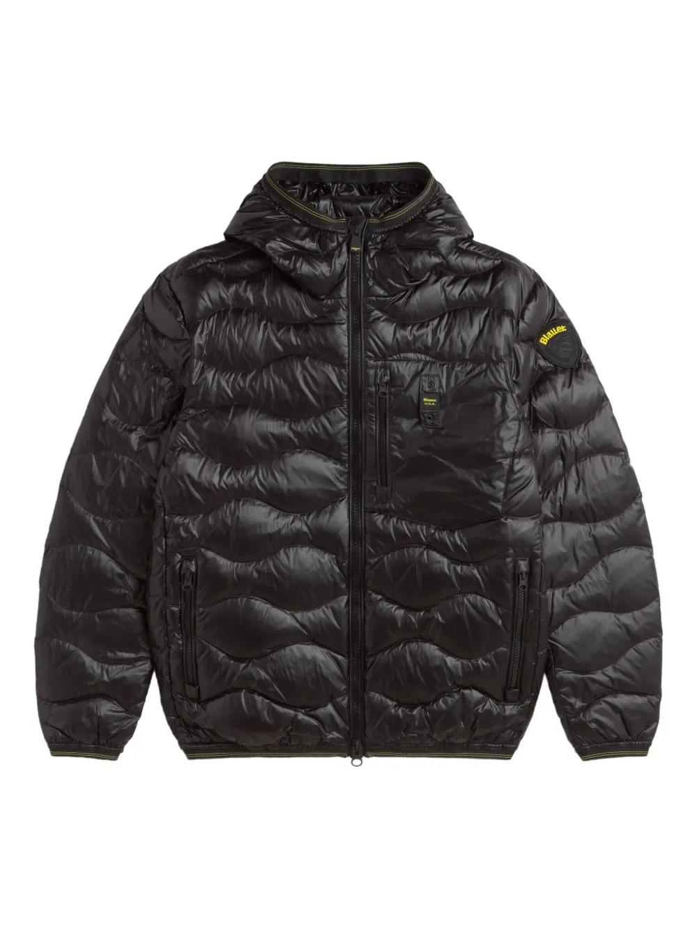 Blauer quilted hooded jacket Zwart