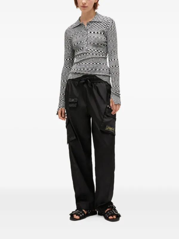 GANNI space-dye Check Polo Neck Top | Black | FARFETCH