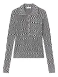GANNI space-dye check polo neck top - Black