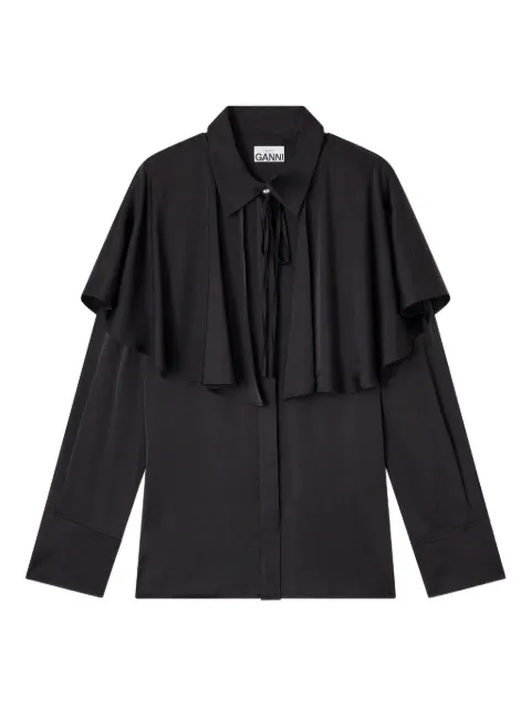 GANNI cape-detail satin shirt