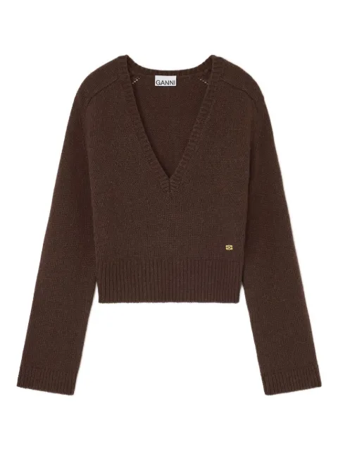 GANNI jersey con cuello en V