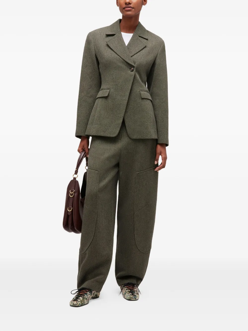 GANNI Gewelfde broek Groen