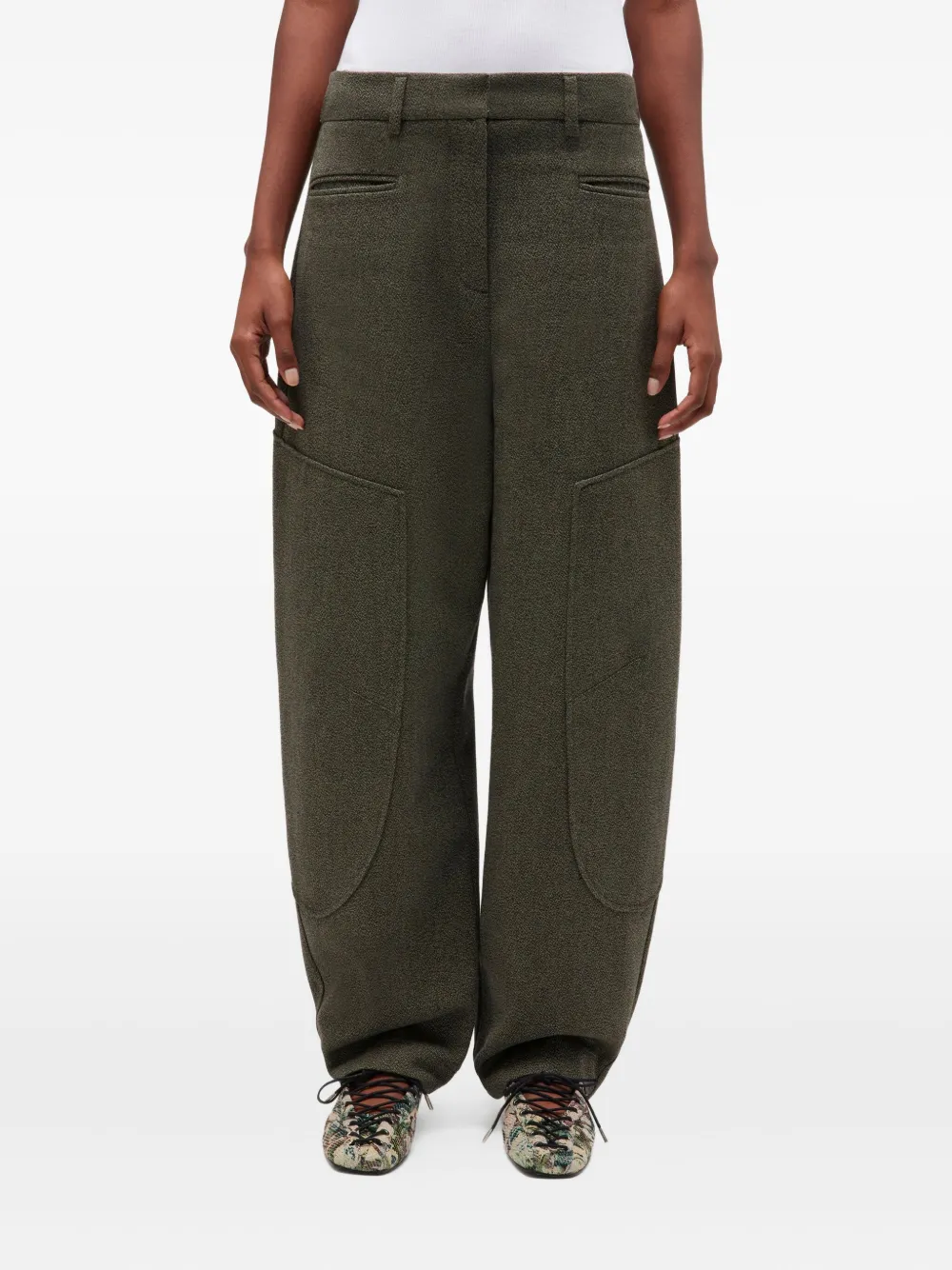 GANNI Gewelfde broek - Groen