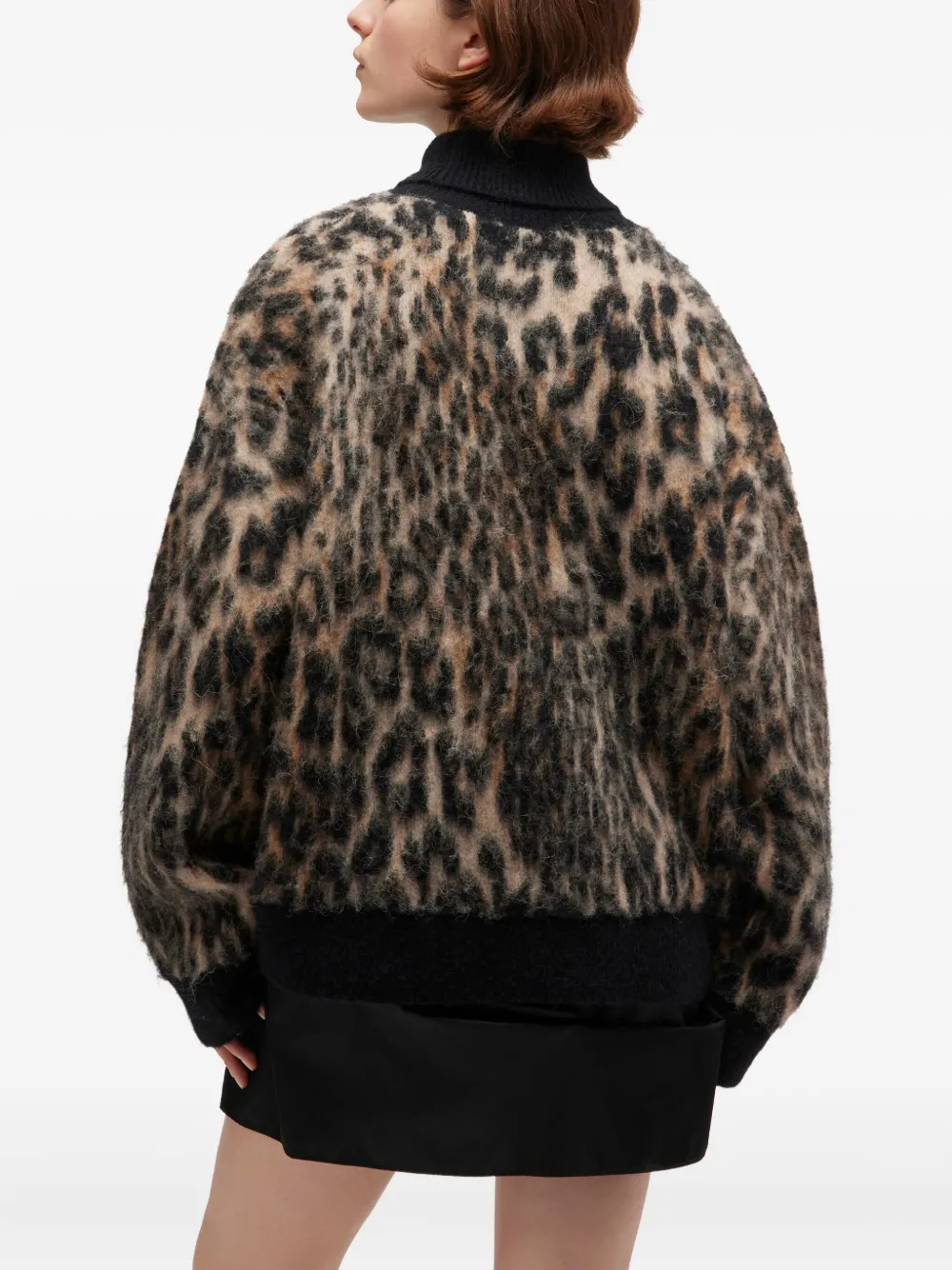 Ganni Leopard-print Turtleneck Sweater In Neutral