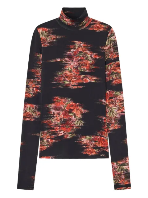 GANNI floral-print turtleneck T-shirt