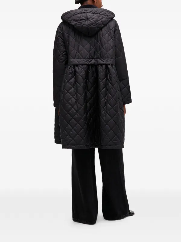 GANNI x Barbour キルティング ペプラムコート | ブラック | FARFETCH JP