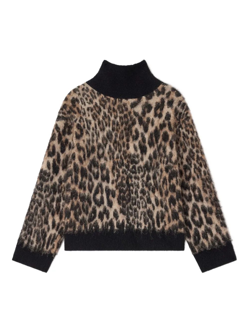 Ganni Open-back Leopard-print Sweater In Black