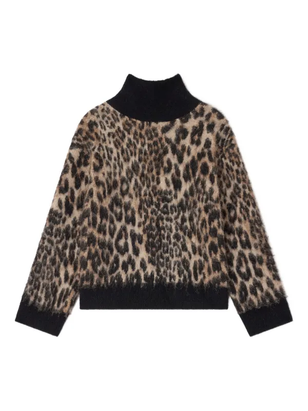 GANNI open-back leopard-print Sweater Neutrals FARFETCH IN