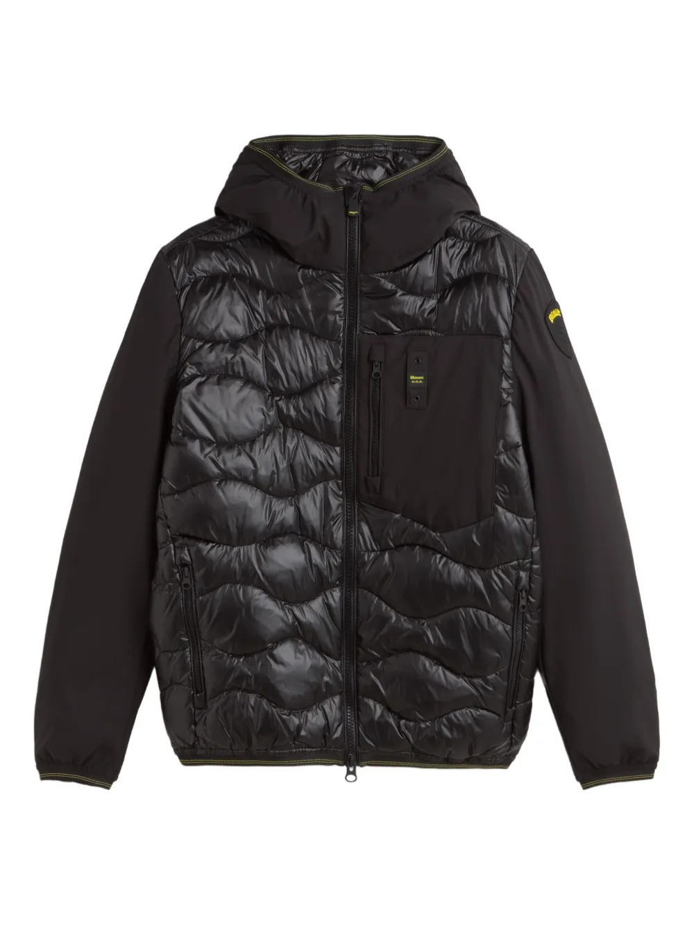 Blauer quilted hooded jacket Zwart