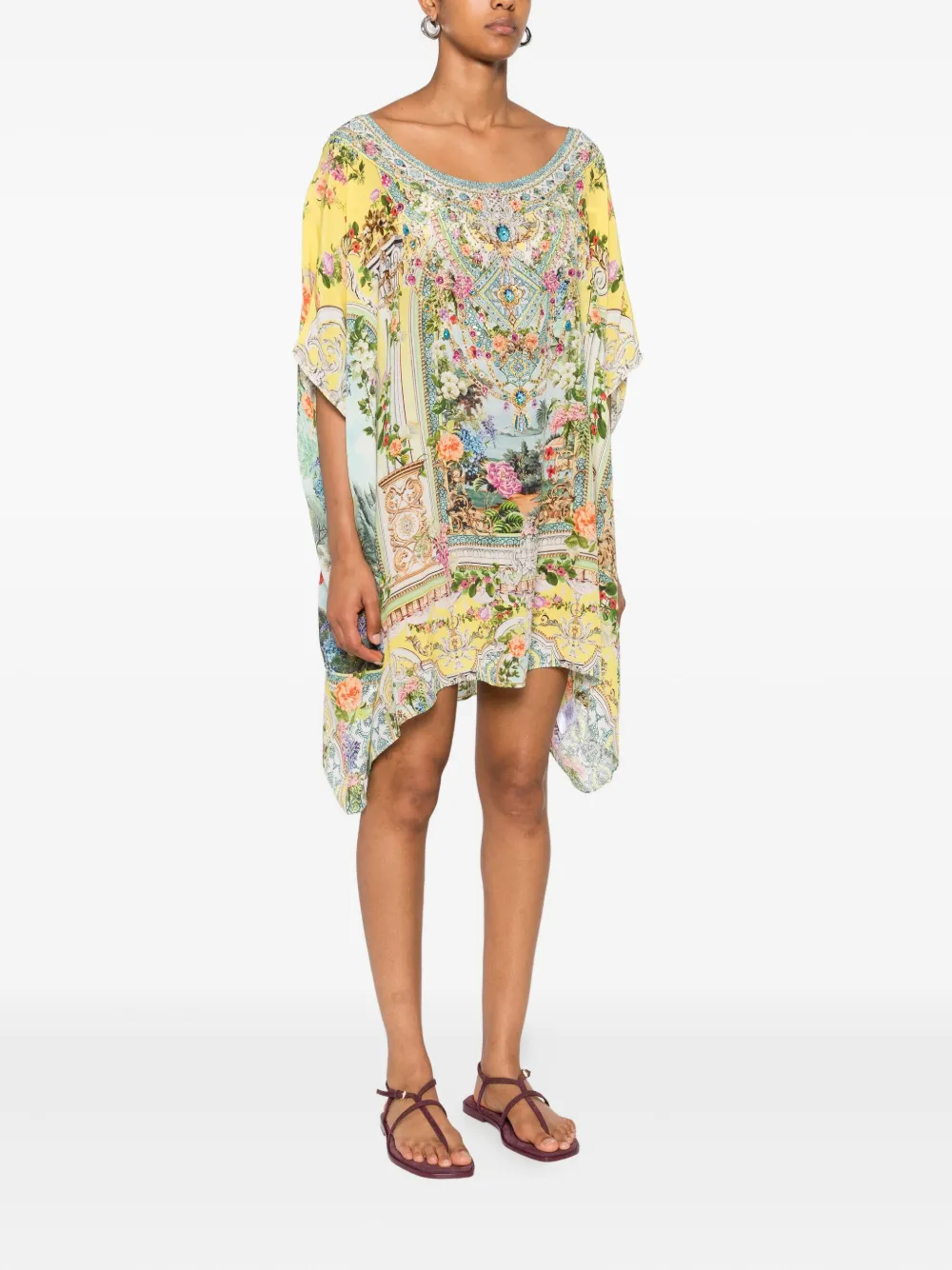 Camilla embellished floral-print mini dress Geel