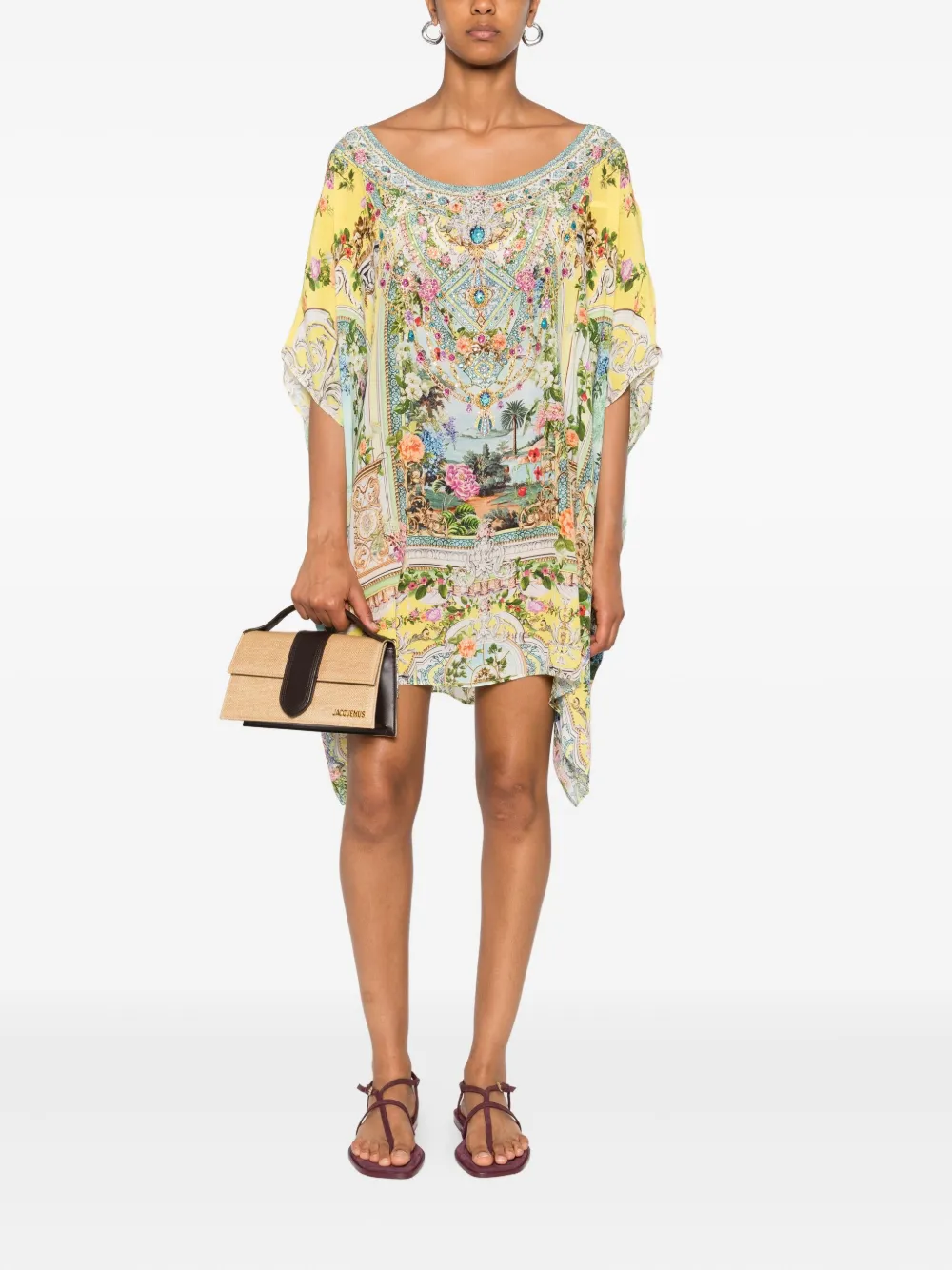 Camilla embellished floral-print mini dress Geel