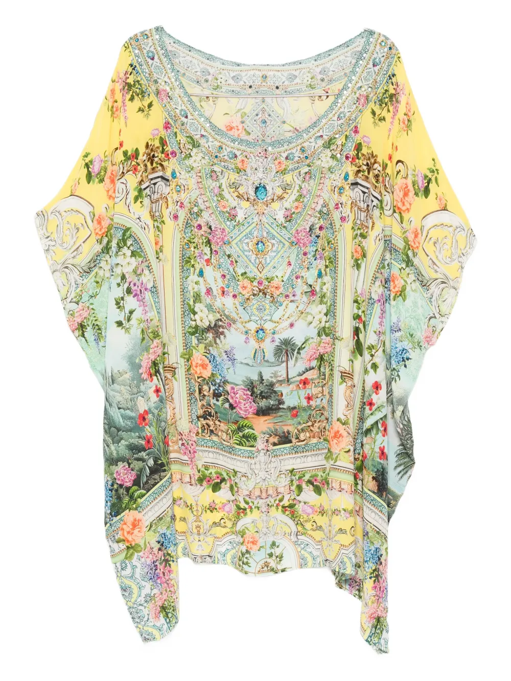 Camilla embellished floral-print mini dress Geel