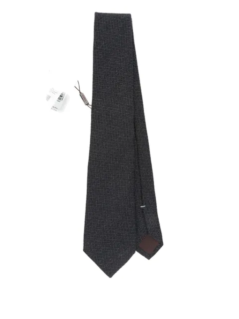 Canali geometric-pattern silk-cashmere tie